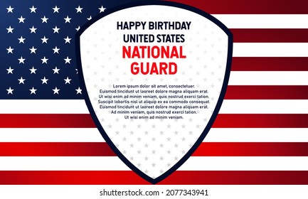 United States National Guard Birthday. December 13. Template For Background, Banner, Card, Or Poster. With A Shield, Star Icon And USA Flag. Premium And Luxury Vector Illustration