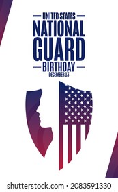 United States National Guard Birthday. December 13. Holiday concept. Template for background, banner, card, poster with text inscription. Vector EPS10 illustration