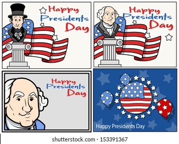 United States National Holidays - Presidents Day - Washington Birthday - Vector Set