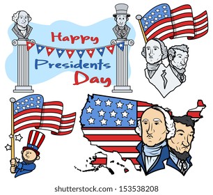 United States National Holidays - Presidents Day Vector Set