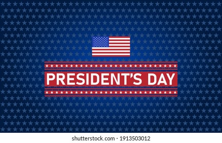 United States National Holidays. Presidents day USA blue background with the United States flag and stars - Presidents\' day celebration vector patriotic sign. EPS10