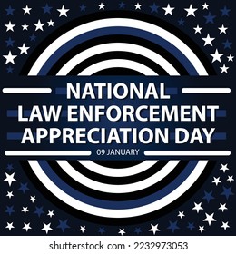 United States national law enforcement day banner vector design with stars, stripes and blue, white, black colors. national law enforcement day celebration and remembrance poster.