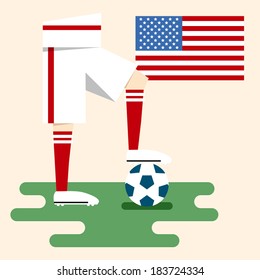 United states, national soccer uniform and flag, flat design