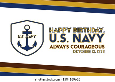The United States Navy birthday on October 13th, officially recognized date of U.S. Navy’s birth. Background, poster, greeting card, banner design. Vector EPS 10