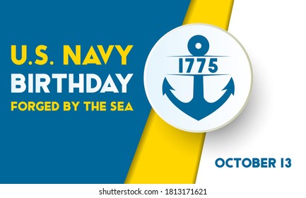 The United States Navy birthday on October 13th, officially recognized date of U.S. Navy’s birth. Background, poster, greeting card, banner design. Vector EPS 10