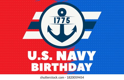 The United States Navy birthday on October 13th, officially recognized date of U.S. Navy’s birth. Background, poster, greeting card, banner design. Vector EPS 10