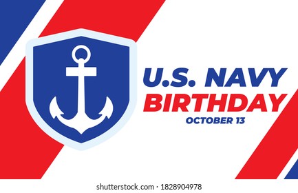 The United States Navy birthday on October 13th, officially recognized date of U.S. Navy’s birth. Background, poster, greeting card, banner design. Vector EPS 10