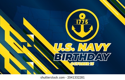 The United States Navy birthday on October 13th, officially recognized date of U.S. Navy’s birth. Background, poster, greeting card, banner design. Vector EPS 10