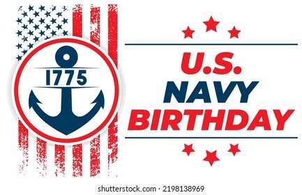 The United States Navy birthday on October 13th, officially recognized date of U.S. Navy’s birth. Background, poster, greeting card, banner design. Vector EPS 10