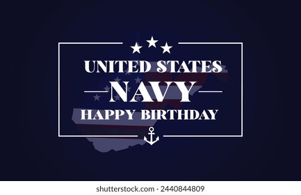 United states navy happy birthday text with usa flag illustration design