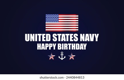 United states navy happy birthday text with usa flag illustration design