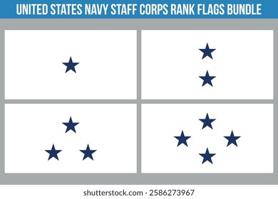 United States Navy Staff Corps Rank Flags Bundle Vector Illustration Premium Quality