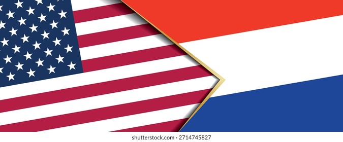 Bandeiras dos Estados Unidos e dos Países Baixos sobrepostas simbolizando uma estreita parceria internacional e o comércio