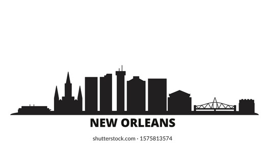 United States, New Orleans city skyline isolated vector illustration. United States, New Orleans travel black cityscape