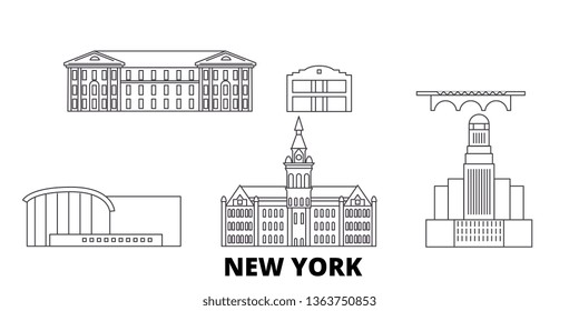 United States, New York Buffalo line travel skyline set. United States, New York Buffalo outline city vector illustration, symbol, travel sights, landmarks.