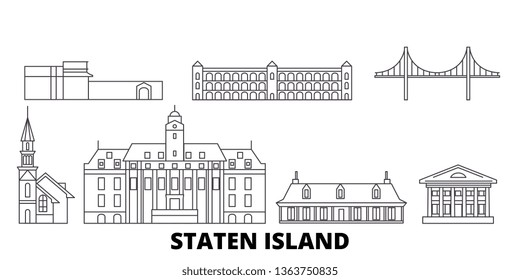 United States, New York Staten Island line travel skyline set. United States, New York Staten Island outline city vector illustration, symbol, travel sights, landmarks.