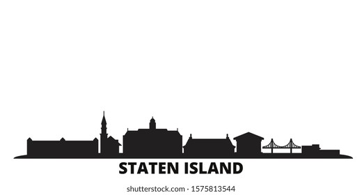 United States, New York Staten Island city skyline isolated vector illustration. United States, New York Staten Island travel black cityscape