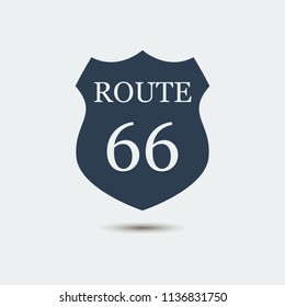 United States Numbered Route 66 Icon. Highway Sign.Vector Design