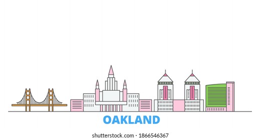 United States, Oakland line cityscape, flat vector. Travel city landmark, oultine illustration, line world icons