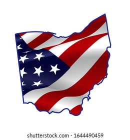 United States, Ohio full of American flag waving in the wind. The outline of the state Ohio.