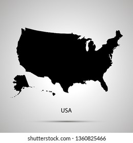 United states on America country map, simple black silhouette