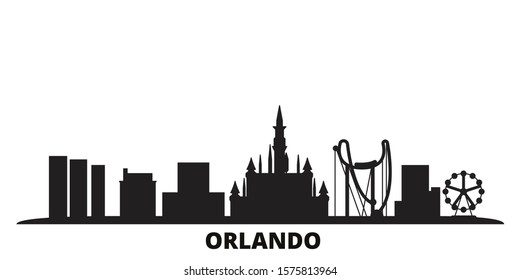 United States, Orlando city skyline isolated vector illustration. United States, Orlando travel black cityscape