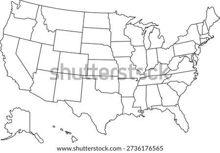 United States Outline Map with State Borders