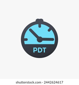 United States PACIFIC DAYLIGHT TIME PDT time zone clock icon. Stock vector illustration isolated