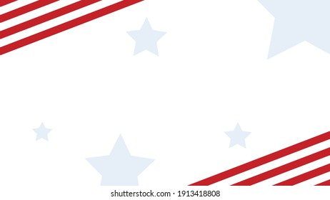 United States Patriotic Abstract American Flag White Background with Light Blue Stars and Red Stripes Graphic Vector Illustration and Copy Space in Center