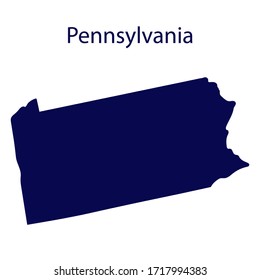 United States Pennsylvania. Dark blue silhouette of the state