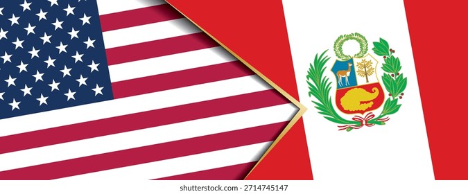 United States and Peru flags abstract geometric background showing international alliance cooperation