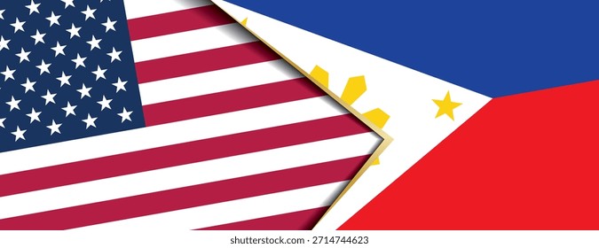 United States and Philippines flags overlapping symbolizing strong friendship and diplomatic relations