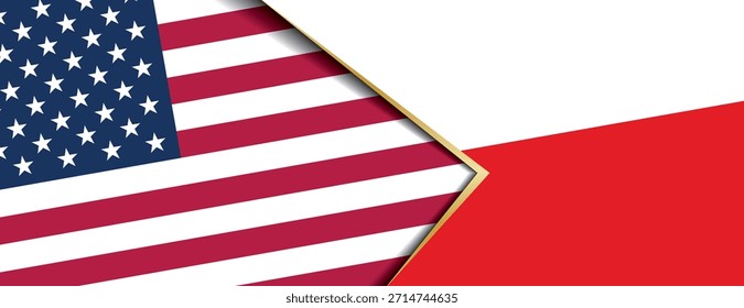 Banderas de Estados Unidos y Polonia que se superponen simbolizan una estrecha alianza estratégica y amistad diplomática