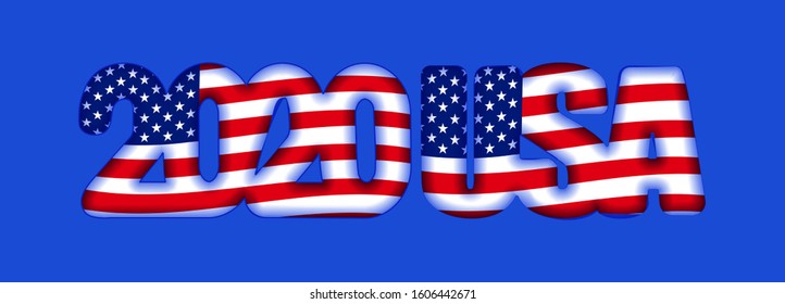 United States Presidential Election 2020. Balloons. The inscription in the color of the flag on a blue background. Vector illustration