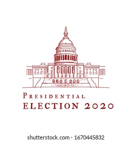 United States Presidential election 2020. US election polls.  Hand drawn sketch.