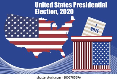 United States Presidential election 2020 Flyer. 2020 US Election Box Ballot Cover by the US Flag. 