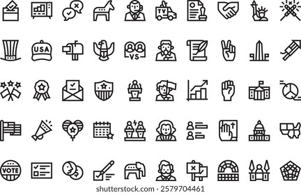 United states presidential election icons High-Quality Vector Icons Collection with Editable Stroke. Ideal for Professional and Creative Projects