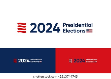 Logo de las elecciones presidenciales de Estados Unidos de 2024 - Apareciendo bien con el icono ondeante de la bandera estadounidense