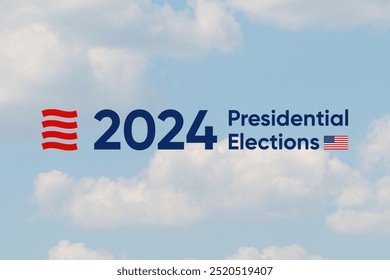 Logo de las elecciones presidenciales de Estados Unidos de 2024 - Apareciendo bien con el icono ondeante de la bandera estadounidense