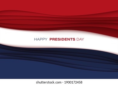 United States President's Day greeting card with waving USA national flag color. Vector illustration