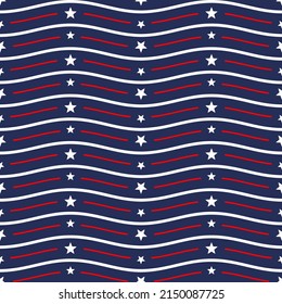United States red and blue wave seamless pattern designs