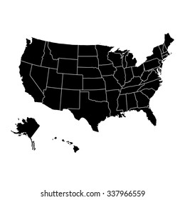 United States regions Map with Alaska vector