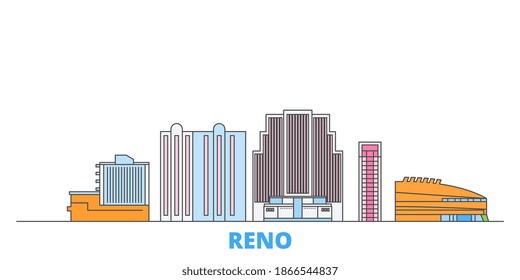 United States, Reno line cityscape, flat vector. Travel city landmark, oultine illustration, line world icons