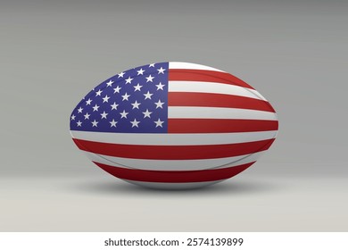 United States rugby ball featuring the national flag design on a gray background