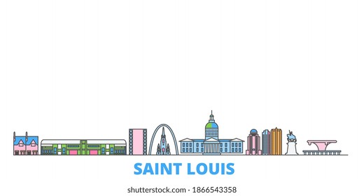 United States, Saint Louis line cityscape, flat vector. Travel city landmark, oultine illustration, line world icons