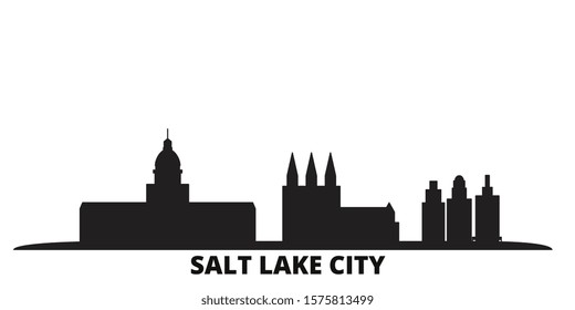 United States, Salt Lake City city skyline isolated vector illustration. United States, Salt Lake City travel black cityscape