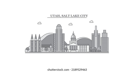 United States, Salt Lake City city skyline isolated vector illustration, icons