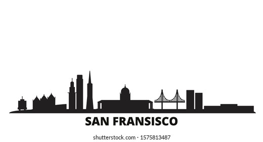 United States, San Francisco city skyline isolated vector illustration. United States, San Francisco travel black cityscape