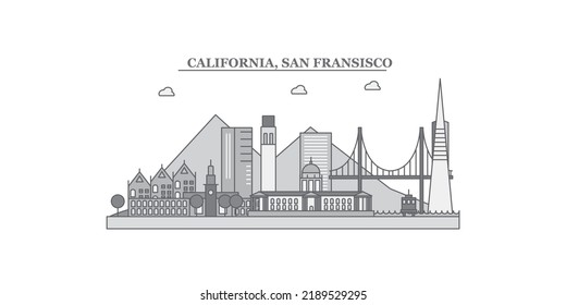 United States, San Francisco city skyline isolated vector illustration, icons