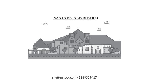 United States, Santa Fe City Skyline Isolated Vector Illustration, Icons